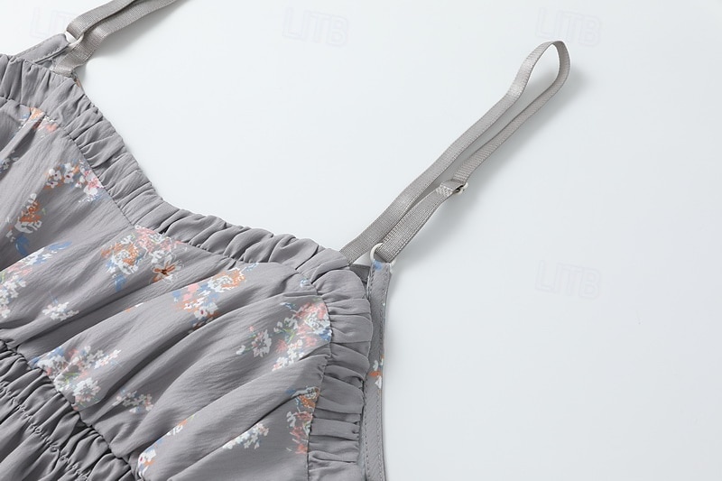 Women's Mini Dress Casual Dress Summer Dress Slip Dress Boho Dress Elegant Fashion Romantic Holiday Date Beach Regular Fit Flower Sleeveless V Neck Gray Summer 2025 - $29.99 –P10
