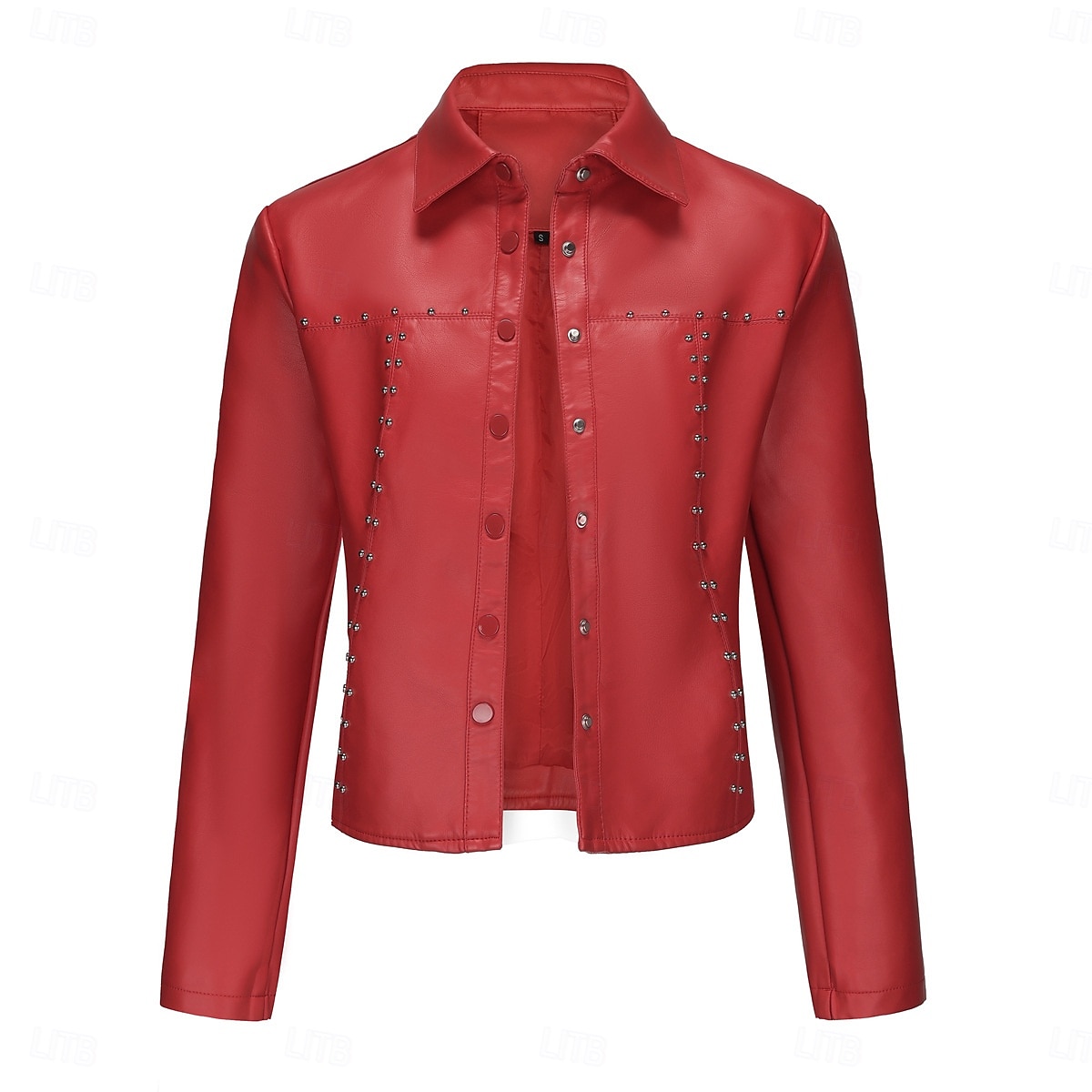 Women's Faux Leather Jacket Comfortable Buttons Fashion Street Style Plain Outdoor Casual Daily Regular Turndown Regular Fit Long Sleeve Outerwear Black Red Camel Spring Fall 2025 - $41.99 –P12