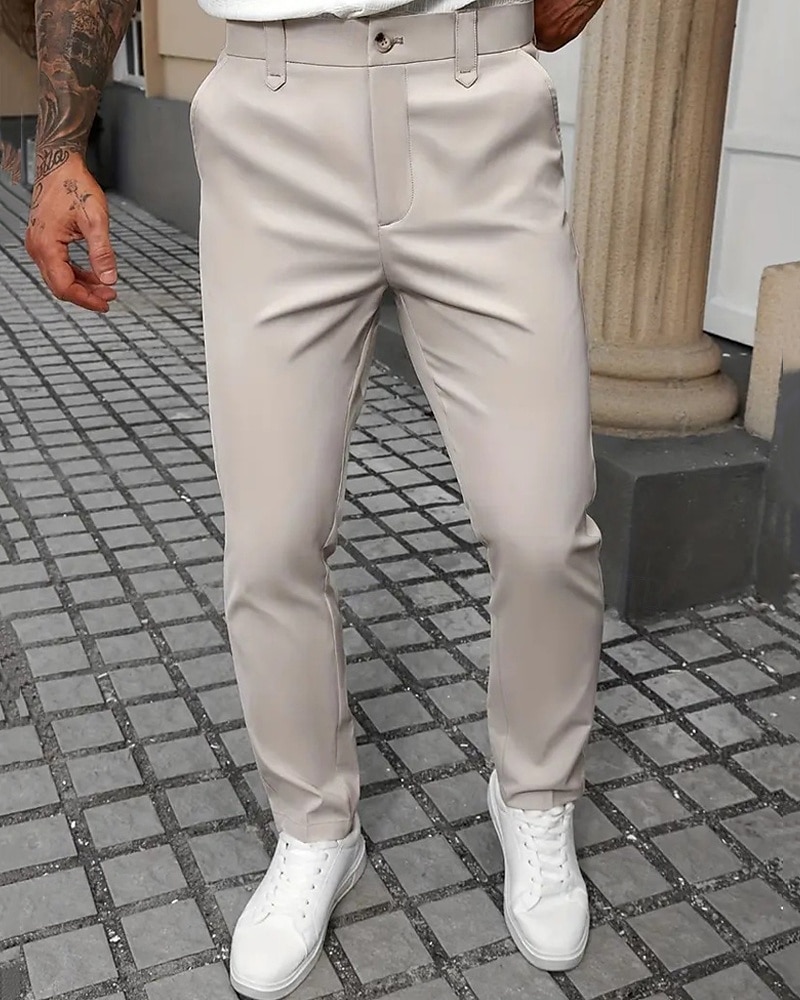 Hombre pantalones de traje Pantalones Chinos Bolsillo Botones Plano Comodidad Formal Fiesta Trabajo Moda Estilo clásico Negro Blanco Microelástico 2025 - $22.99 –P11