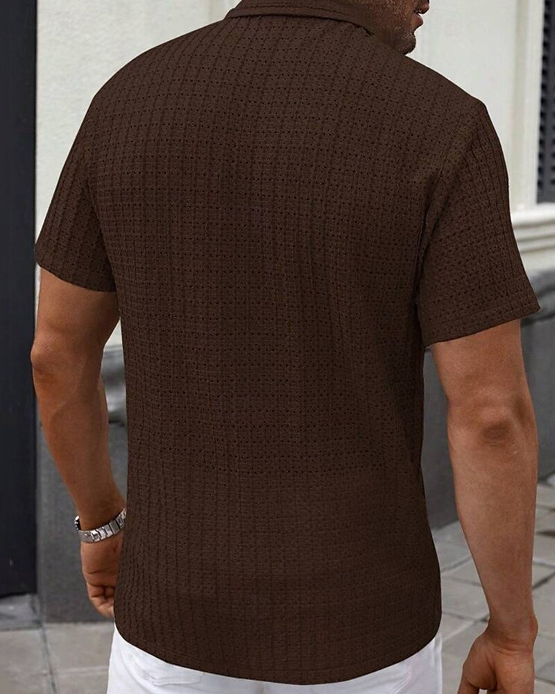 Per uomo Camicia Camicia Estiva Camicia casual Camicia da Spiaggia Camicia con Bottoni Marrone Scuro Nero Bianco Verde chiaro Blu Manica Corta Semplice Bavero Vacanza Camicia hawaiana Abbigliamento del 2025 a $23.99 –P9