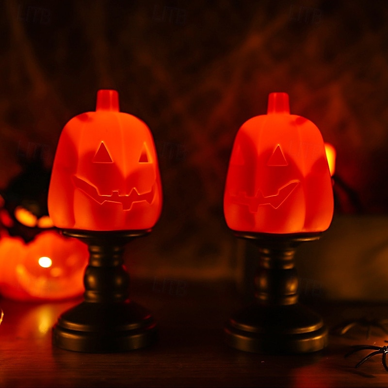 2 stk. halloween gresskarlykt hjemdekorasjon rekvisitter elektronisk stearinlys spøkelsesfestival festartikler bar hjemsøkt husdekorasjoner nattlys svart katt hodeskalle øyeeplelys 2025 - $11.49 –P12