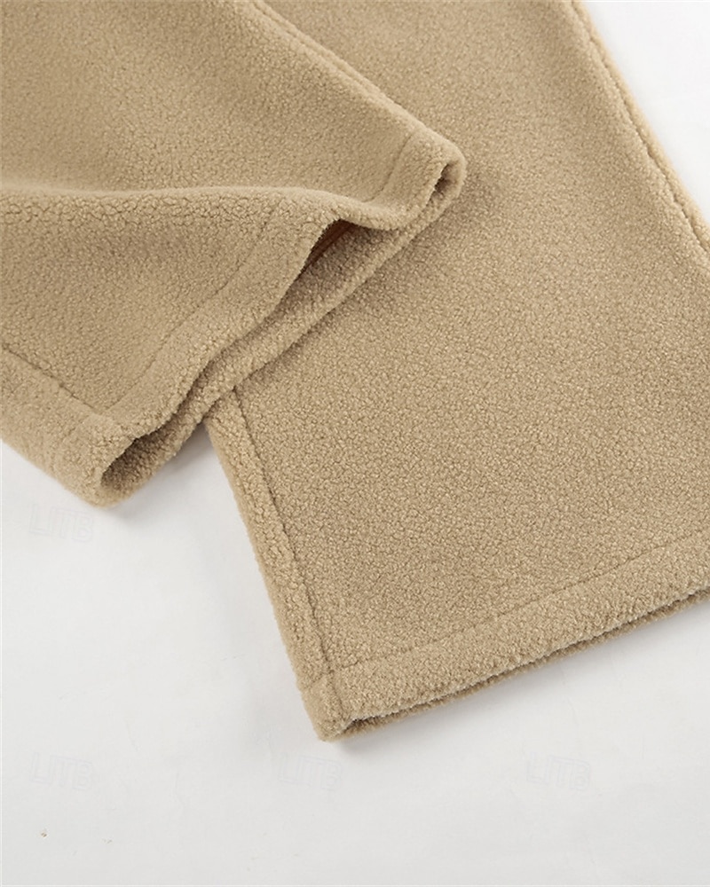 Dam Fleecebyxor Byxor Rak Mode Streetwear Fullängd Hög midja Slät Snörning Elastisk midja Mateial som andas Bekväm Microelastisk Gata Dagliga kläder Utekväll Vit Brun Kaki Höst Vinter Normal 2025 - $32.99 –P11