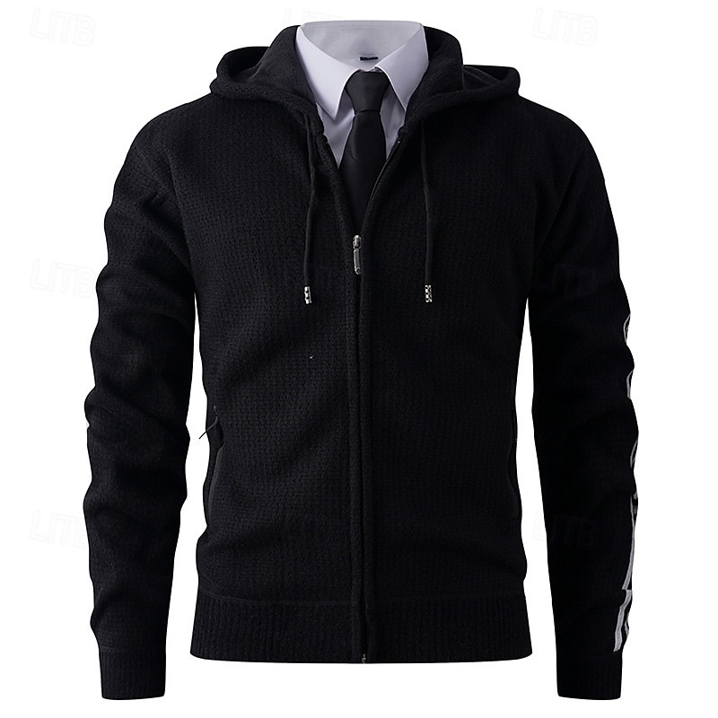Homens Suéter Vestido Suéter Sueter Cardigan Suéter com zíper Suéter de malha Estriado Tricotar Tops regulares Tricotado Estriado Tecido Com Capuz Moda Xales Casual Roupa Diária Roupa Outono Inverno de 2025 por $32.99 –P3