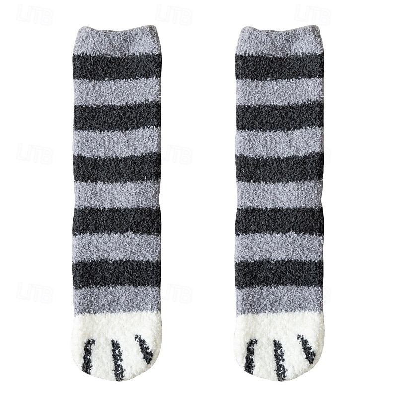 3 Pairs Cute Cat Claw Socks Fuzzy Coral Fleece Winter Warm Sleep Socks for Women Cozy Mid Calf Thick Soft Indoor Floor Socks 2025 - $10.99 –P12
