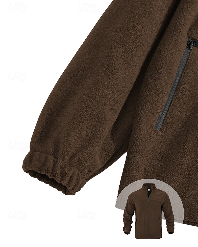 Bărbați Hanorca Fleece Polar Jachetă din lână Hanorac cu fermoar complet Negru Mov Portocaliu Gri Deschis Gri Închis Guler în picioare Simplu Buzunar Sporturi & Exterior Zilnic Concediu Poliester Șic 2025 - $32.99 –P13
