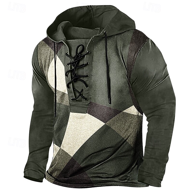 Per uomo Maglietta Camicia a Maniche Lunghe Manica Lunga Con Cappuccio Primavera Autunno Blocco di colori Moda Designer Essenziale Allacciato Patchwork Vacanza Streetwear Uscire Rosso Viola Grigio del 2025 a $34.99 –P1