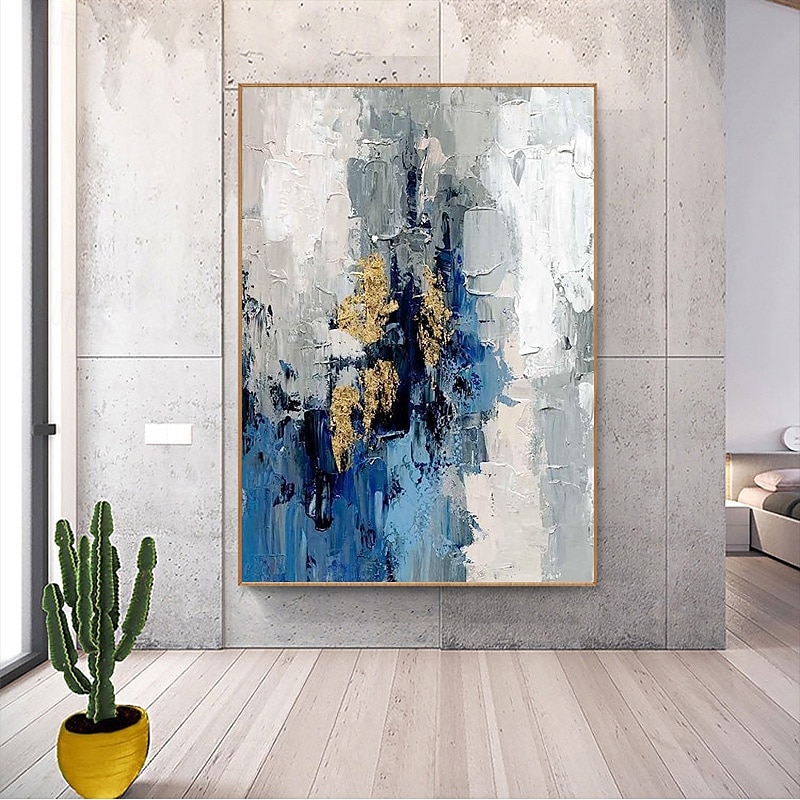 2025年 キャンバスに金箔を施した手作りの大型抽象油絵。モダンな額縁なしの絵画。家の装飾に最適な壁アート画像。  コレクション – $158.99 –P3