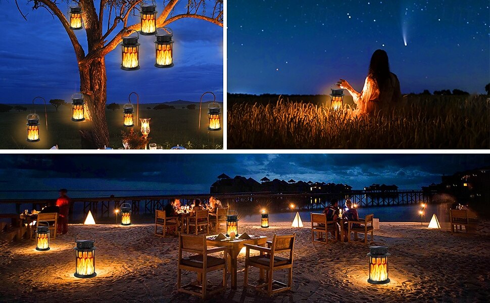 1 stk halloween jul utendørs solcelledrevet vanntett blinkende flamme håndholdt lykt 28 led-stråler gårdsplass hage plen sti anhengslampe hengende lys dekorativ lys landskapslys 2025 - $20.99 –P3