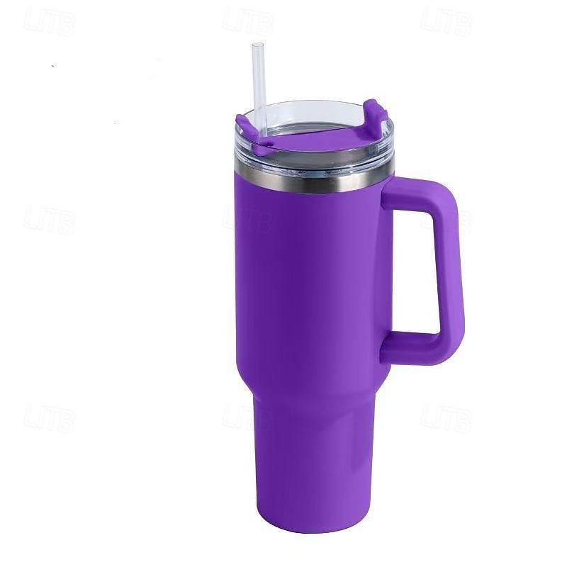 copo de canudo de aço inoxidável reutilizável, garrafa térmica com isolamento a vácuo de parede dupla de 40 onças com alça e canudo, copo térmico de qualidade alimentar para bebidas quentes e frias de 2025 por $20.99 –P17