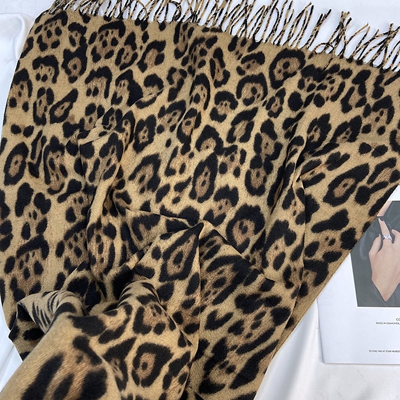 Dámské Obdélníkový šátek ulice Denní Rande Šedá Žlutá Khaki ŠÁLA Leopard 2025 - $21.99 –P4