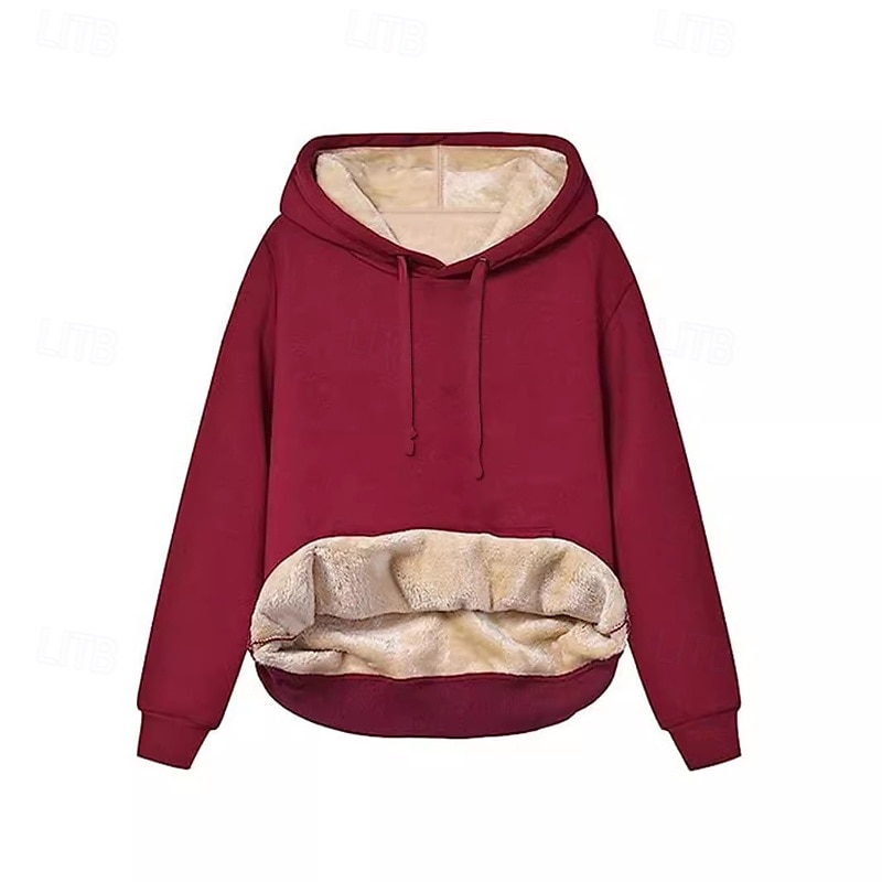 Damen Kapuzenpullover Einfach Lässig Langarm Mit Kapuze Normale Oberteile Straße Ferien Ausgehen Patchwork Schwarz Wein Hell Gray Dunkelgray Herbst Winter 2025 - $25.99 –P7