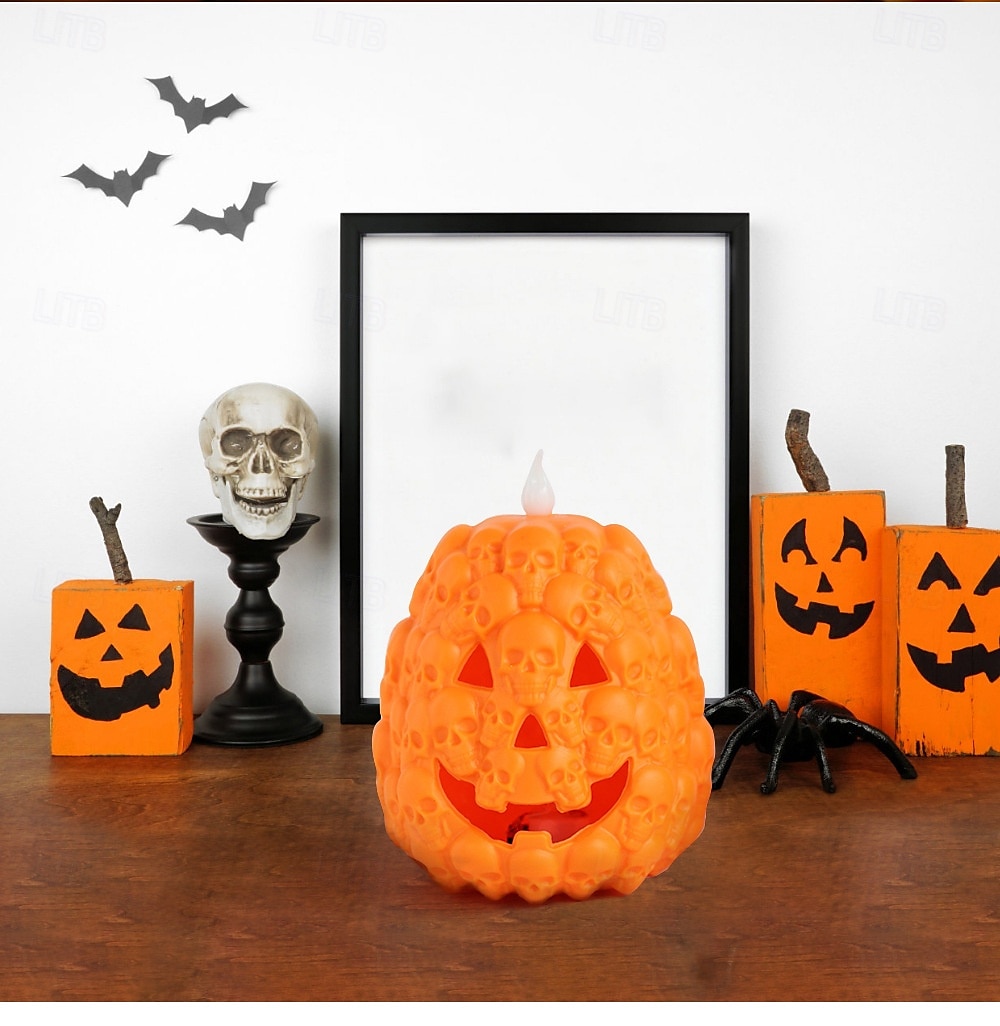 1 Pc Halloween Skeleton Pumpkin LED Electronic Candlelight Indoor and Outdoor Party Atmosphere Nightlight Colorful Dimming 2025 - $4.99 –P3