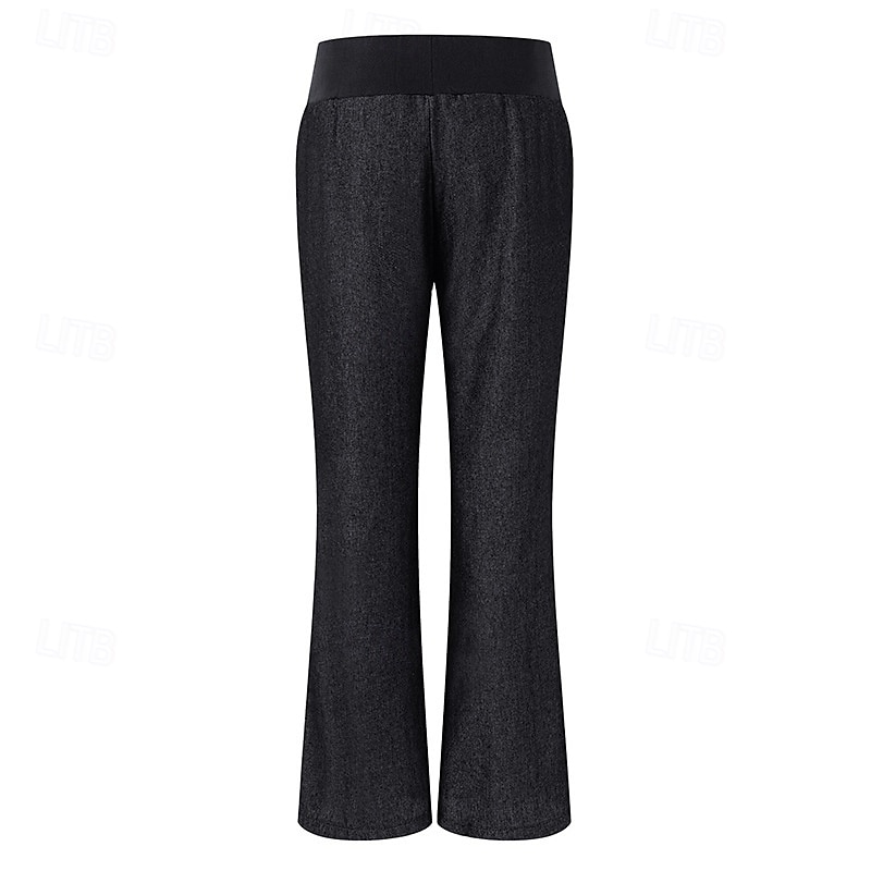 Dame Jeans Bred Bukseben Bukser Mote Gatemote Full lengde Høy Midje عادي Elastisk midje Pusteevne Bekvem Gate Dagligdagstøy Ut på byen Svart Lyseblå Vår Høst Normal 2025 - $17.99 –P6