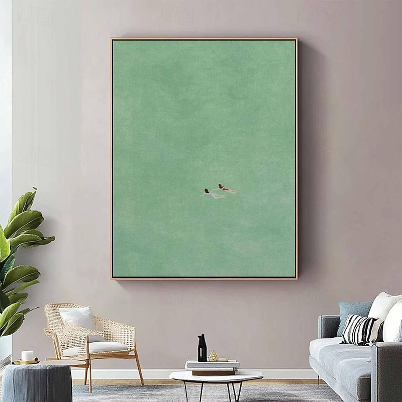 Ručně malovaná olejomalba na plátně, nástěnná dekorace, minimalistická zelená, abstraktní, nika, pro domácí dekorace, napnutý rám, závěsný obraz/rolovaný bezrámový, nenapnutý obraz 2026 - $54.99 –P2