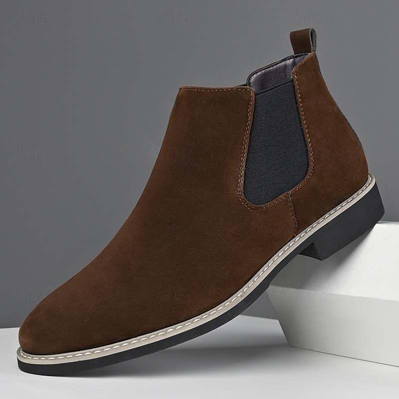 Botines Chelsea marrones clásicos para hombre con paneles laterales elásticos: calzado urbano moderno para el trabajo, citas nocturnas y ocasiones semiformales. 2026 - $59.99 –P1