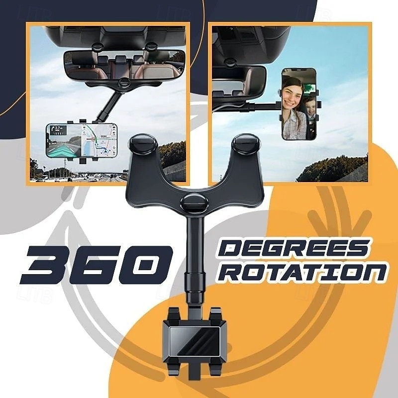 Support de téléphone de voiture rotatif et rétractable, support de rétroviseur multifonction réglable, support universel rotatif à 360 degrés pour la navigation GPS et les smartphones de 2025 ? $16.99 –P4
