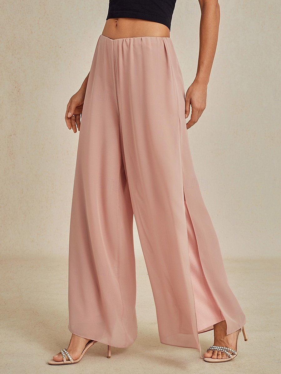 Dam Trosor Byxor med raka ben Elegant Stylish Klassisk Stil Fullängd Medium Midja Ensfärgat Elastisk midja Elastisk Bröllop Semester Fest Blush Pink Vår, Höst, Vinter, Sommar Normal 2025 - $27.99 –P3