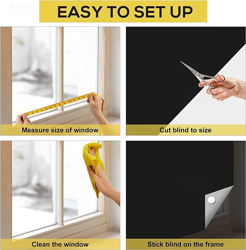 Bærbare mørkleggingsgardiner, 420d oxfordstoff, helmørkleggende solskjerm, lysblokkerende vindusgardiner til reise, hjem eller kontor, selvklebende 2026 - $10.99 –P1