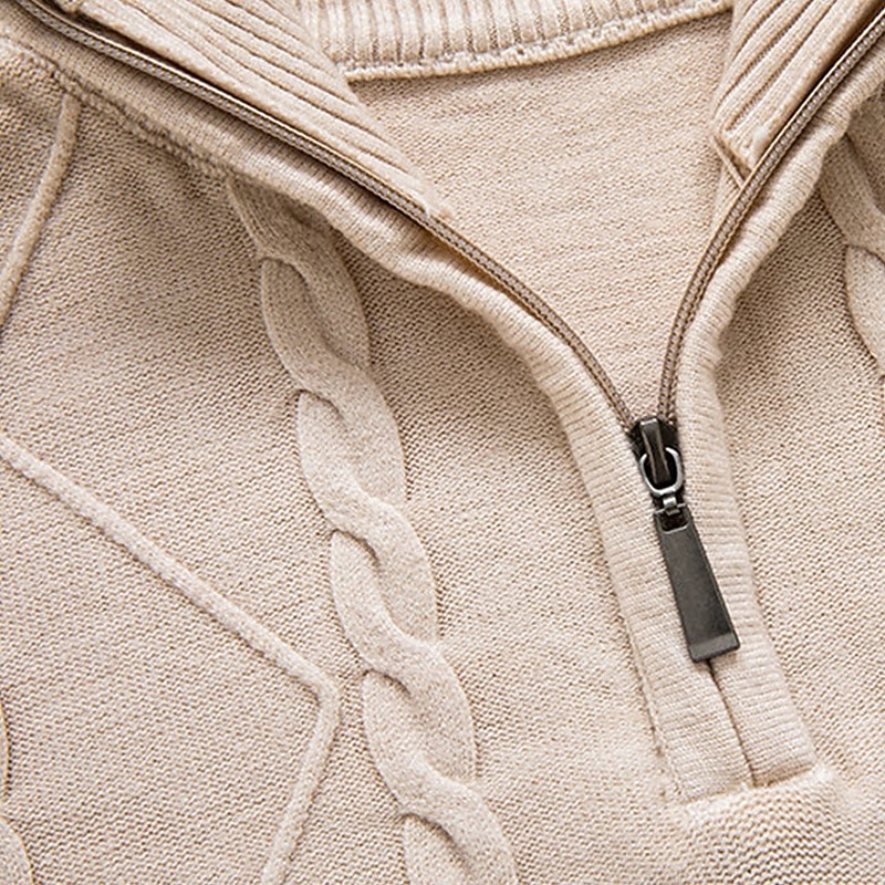 Herren Pullover Pullover mit Viertelreißverschluss Strickpullover Zopfmuster Stricken Normale Oberteile Gestrickt Einfach Viertelreißverschluss Mode Lässig Urlaub Alltagskleidung Bekleidung Herbst 2025 - $22.99 –P5