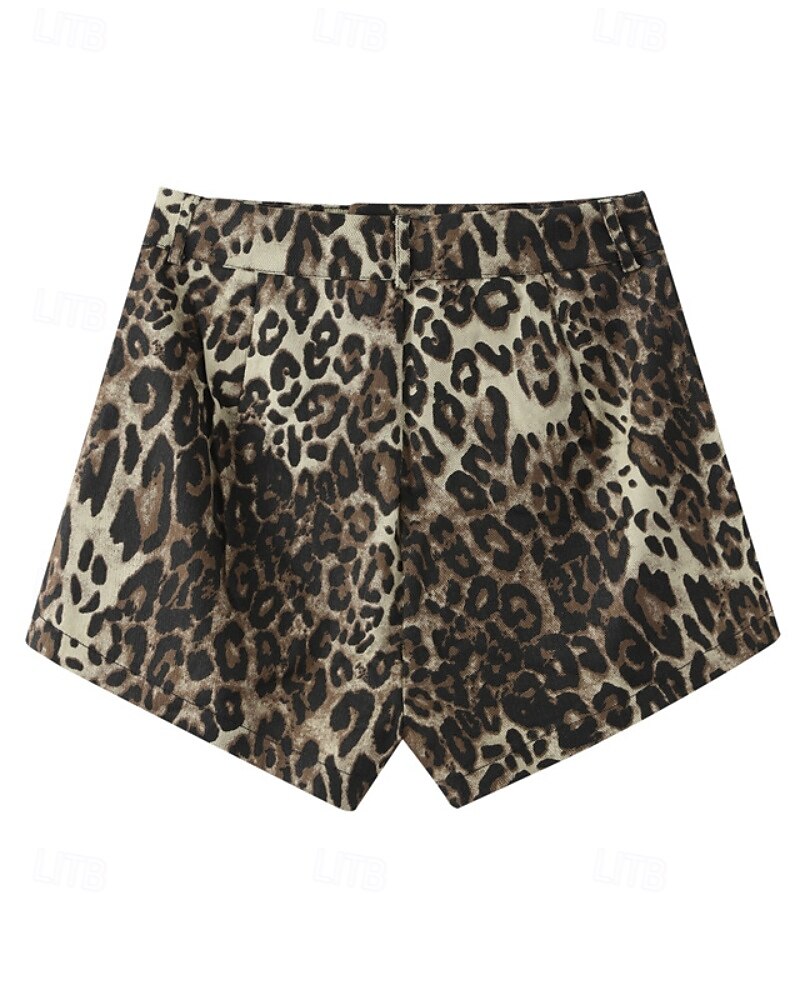 Dámské Kraťasy Kalhoty Šik ven Na běžné nošení Krátký Přírodní Leopard Kapsy Elastický pas Pohodlný Pohodlné Dovolená Jdeme ven Hnědá Léto Běžný 2025 - $23.99 –P9