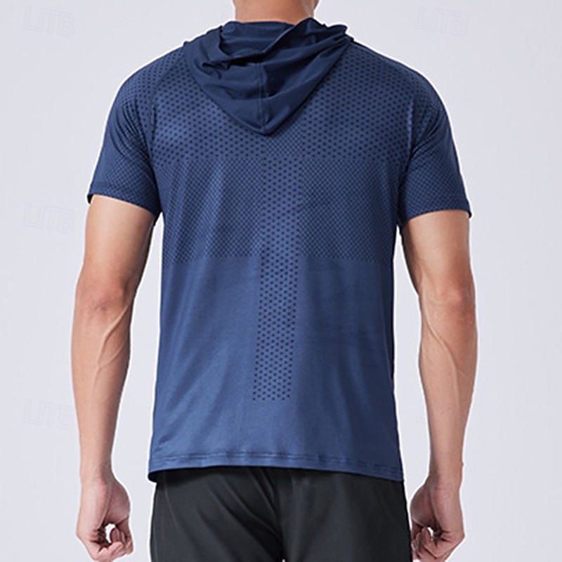 Per uomo Maglia da prestazione Maglietta sportiva Manica Corta Felpa con Cappuccio Top Esterno Asciugatura Rapida Traspirante antiodore Poliestere Patchwork Grigio scuro Blu Grigio chiaro Pesca del 2025 a $8.99 –P6