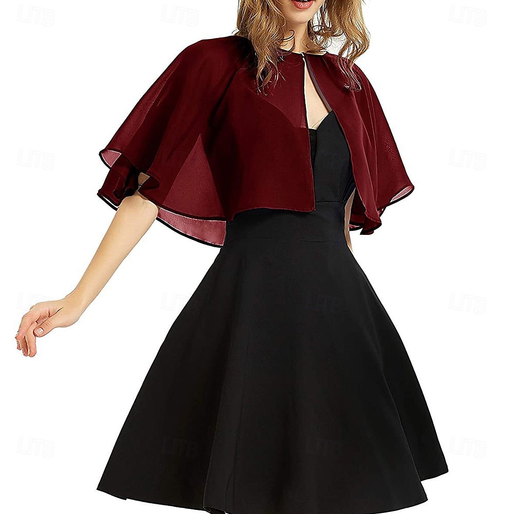 Women's Wrap Elegant Sun Protection Short Sleeve Chiffon Wedding Wraps With Pure Color For Wedding Summer 2026 - $16.49 –P9