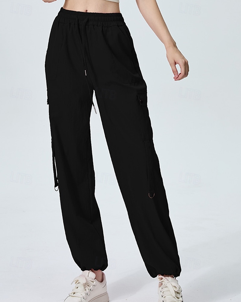 Femmes Pantalons Cargo Slacks Streetwear Occasionnel Longueur complète Naturel Uni Avec Poches Conception à cordon élastique Doux Tenue quotidienne Week-end Noir Rouge Fuchsia Gris argenté Automne de 2025 ? $22.99 –P14