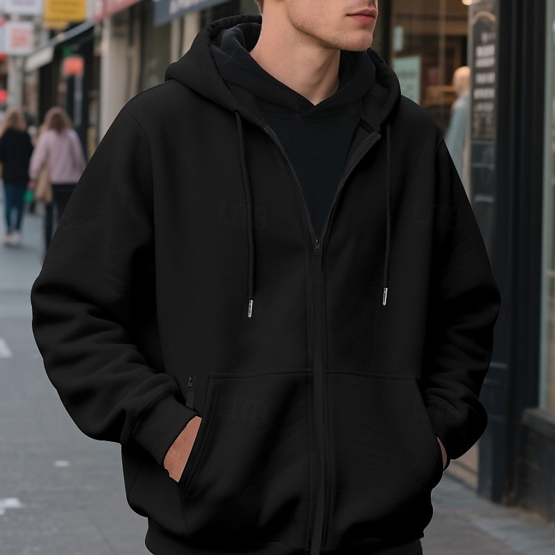 Hombre Sudadera Sudadera con capucha y cremallera completa Sudadera con capucha de lana Albaricoque Negro Verde Ejército Azul Marino Gris Claro Con Capucha Plano Bolsillo Deporte Diario Festivos 2025 - $26.99 –P10