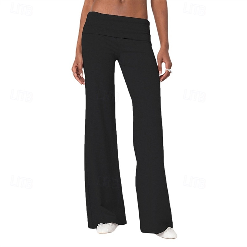 Pentru femei Picior Larg Pantaloni Pantaloni Palazzo Modă Șic Stradă Lungime totală Natural Simplu Talie elastică Respirabilitate Comfortabil Stradă Purtare Zilnică Ieșire Roșu Vin Negru 1 # Negru 2025 - $18.99 –P3