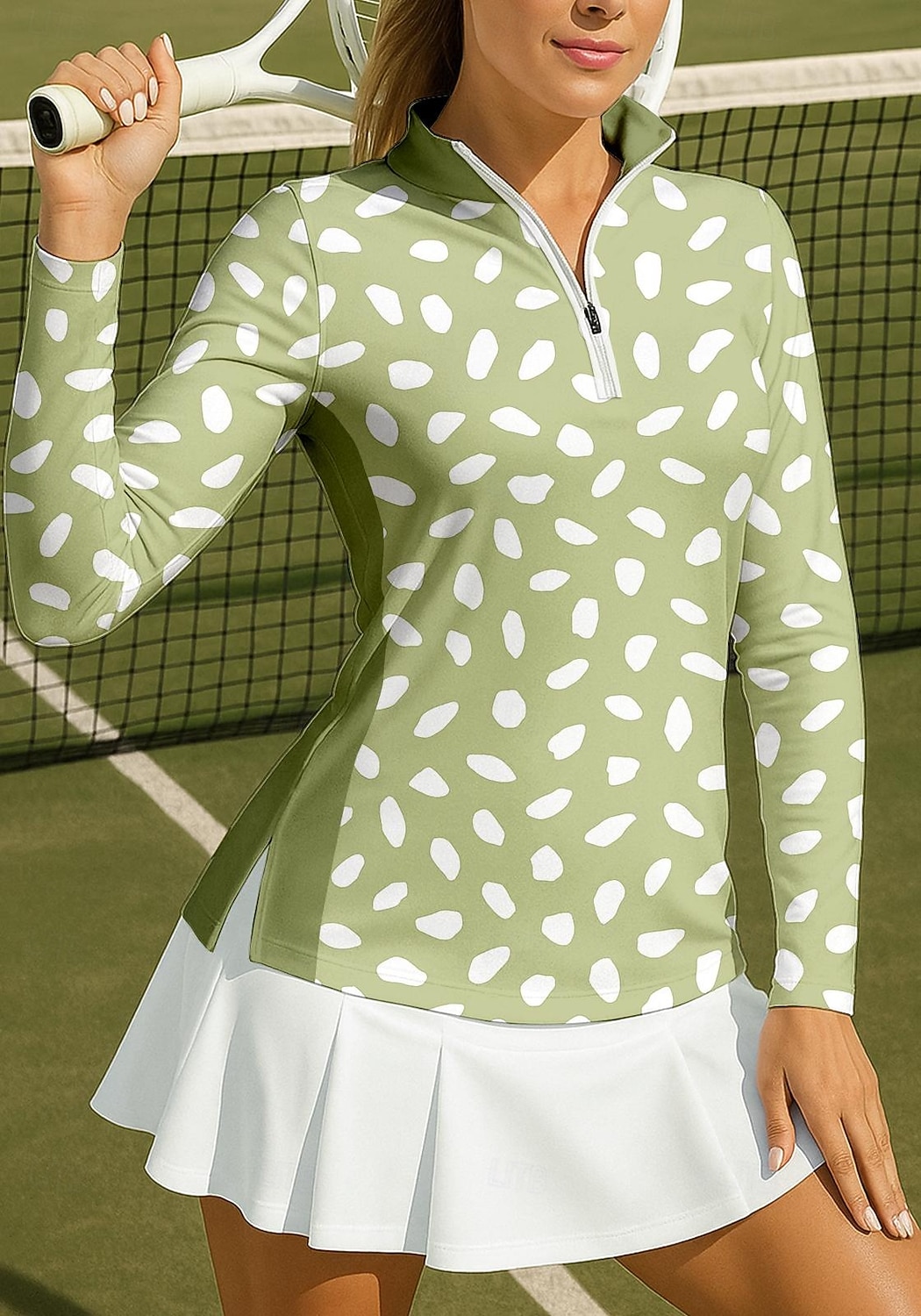 Damen Geometrisch Kreis Punkt Sporthemd Golf-Poloshirt Tennis Shirt Tennis-T-Shirt Langarm Reißverschluss Blumen UPF50+ UV-beständig Hohe Elastizität Feuchtigkeitsableitend Atmungsaktiv Tennis 2026 - $25.99 –P1