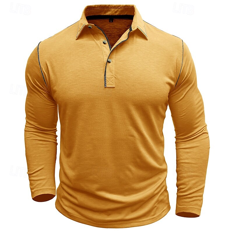 Herren Golfshirt Golf Poloshirts Arbeit Lässig Revers Langarm Basic Modern Einfach Knöpfe Frühling Herbst Normale Passform Weiß Gelb Orange Armeegrün Grau Golfshirt 2025 - $25.99 –P1