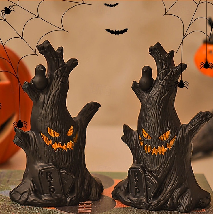1 pezzo da 15,2 cm di Halloween, a forma di ceppo d'albero con faccia di fantasma, a LED, elettronico, per interni ed esterni, per feste di Halloween, ristoranti, camere da letto, cortili, atmosfera, del 2025 a $7.99 –P2