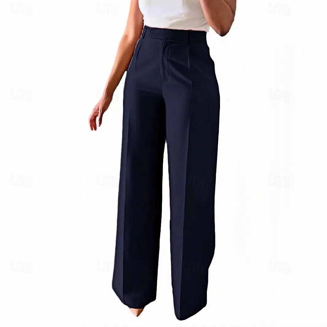 Per donna Gamba larga Pantaloni Eleganti Pantaloni Moda Lunghezza intera Naturale Semplice Tasche Laterali Comodo Traspirabilità Ufficio / Carriera Affari Nero Bianco Giallo Rosa Primavera Autunno del 2025 a $26.99 –P20
