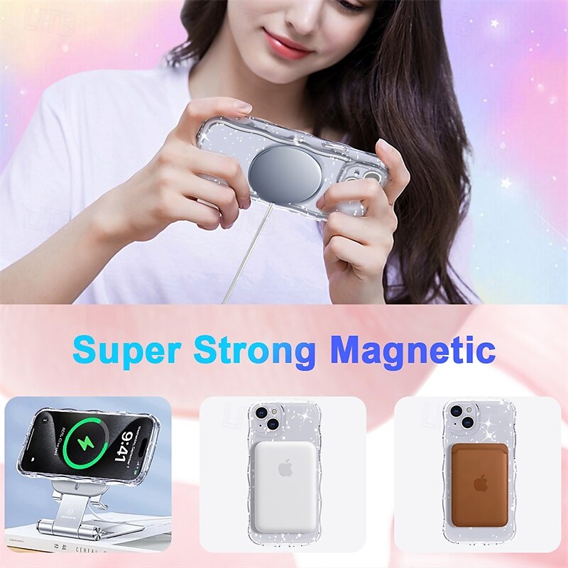 Phone Case For Apple AirTag iPhone 16 iPhone 15 Pro Max Plus Back Cover Magnetic Adsorption Transparent Magnetic Support Wireless Charging TPU 2025 - $17.99 –P4