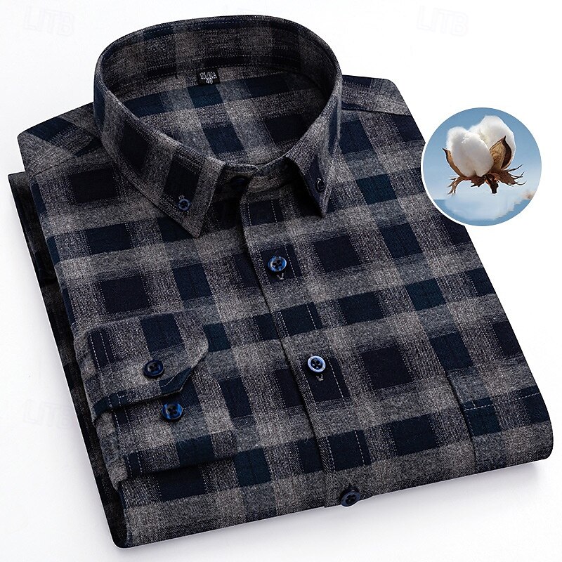 Herren Hemd Kleidhemd Knopfhemd Karomuster Hochzeit Party Schwarz Rote Blau Grün Langarm Revers Frühling Herbst Bekleidung 2025 - $36.99 –P4