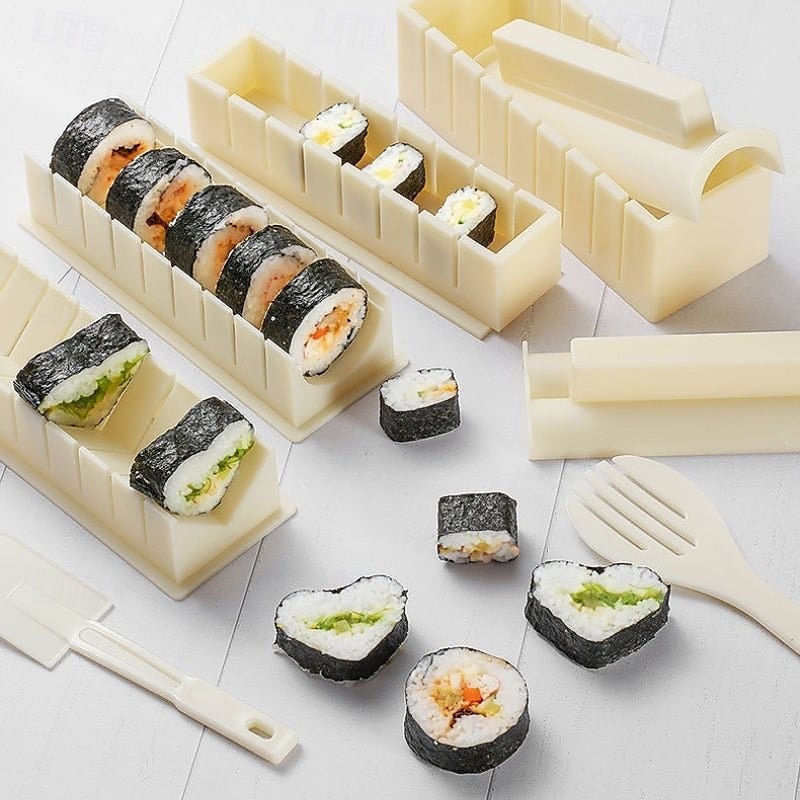 sushi forma háromrészes rizstekercs készítő konyhai eszköz hínár sushi rizsgolyók és kimbap készítéséhez, könnyen használható otthoni főzéshez 2025 - $17.99 –P7