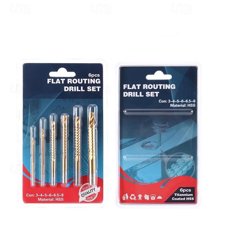 Set di 6 punte elicoidali per trapano, accessori per utensili elettrici, punte per trapano a denti di sega con gambo tondo in acciaio inox per metallo, acciaio inossidabile, legno, kit di perforazione del 2025 a $12.99 –P2