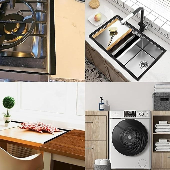2-pakning komfyrfugebeskyttelse i rustfritt stål til kjøkkenbenk, enkel å rengjøre, varmebestandig sømbeskyttelse mellom komfyr og benkeplate 2025 - $27.99 –P5