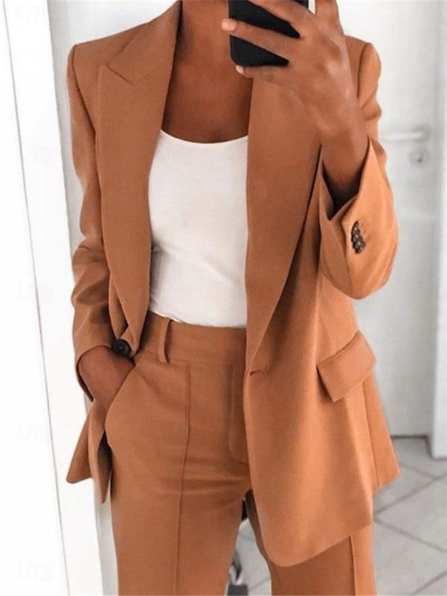 Femmes Blazer Confortable Respirant Avec Poches Mode Quotidien Style OL Uni Bureau Travail Occasionnel Simple Boutonnage Régulier Revers Coupe régulière manche longue Vêtements d'extérieur Rose de 2025 ? $21.99 –P2