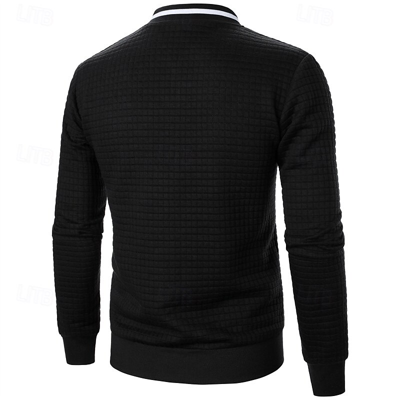 Homens jaqueta leve Jaqueta casual Jaqueta do time do colégio Férias Diário Bolsos Emenda Primavera Outono Bloco de cor Moda Clássico Colarinho Chinês Padrão Tecido Waffle Preto Branco Vinho Azul de 2025 por $20.99 –P16