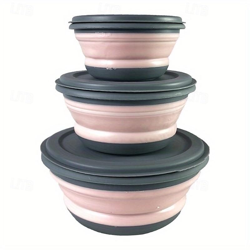 Set di 3 ciotole pieghevoli in silicone - senza BPA e a prova di perdite &durevole - pieghevole &design espandibile per una facile conservazione - perfetto per i viaggi in campeggio &avventure del 2025 a $37.99 –P7