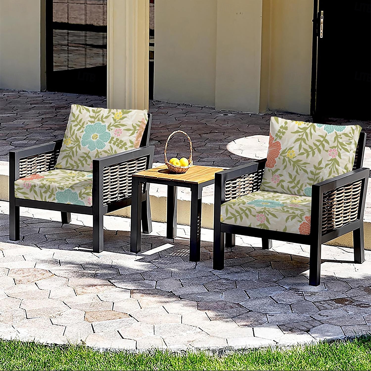 Housse de coussin de siège d'extérieur pour patio, housses en microfibre teintées en fil floral de 2025 ? $15.49 –P5