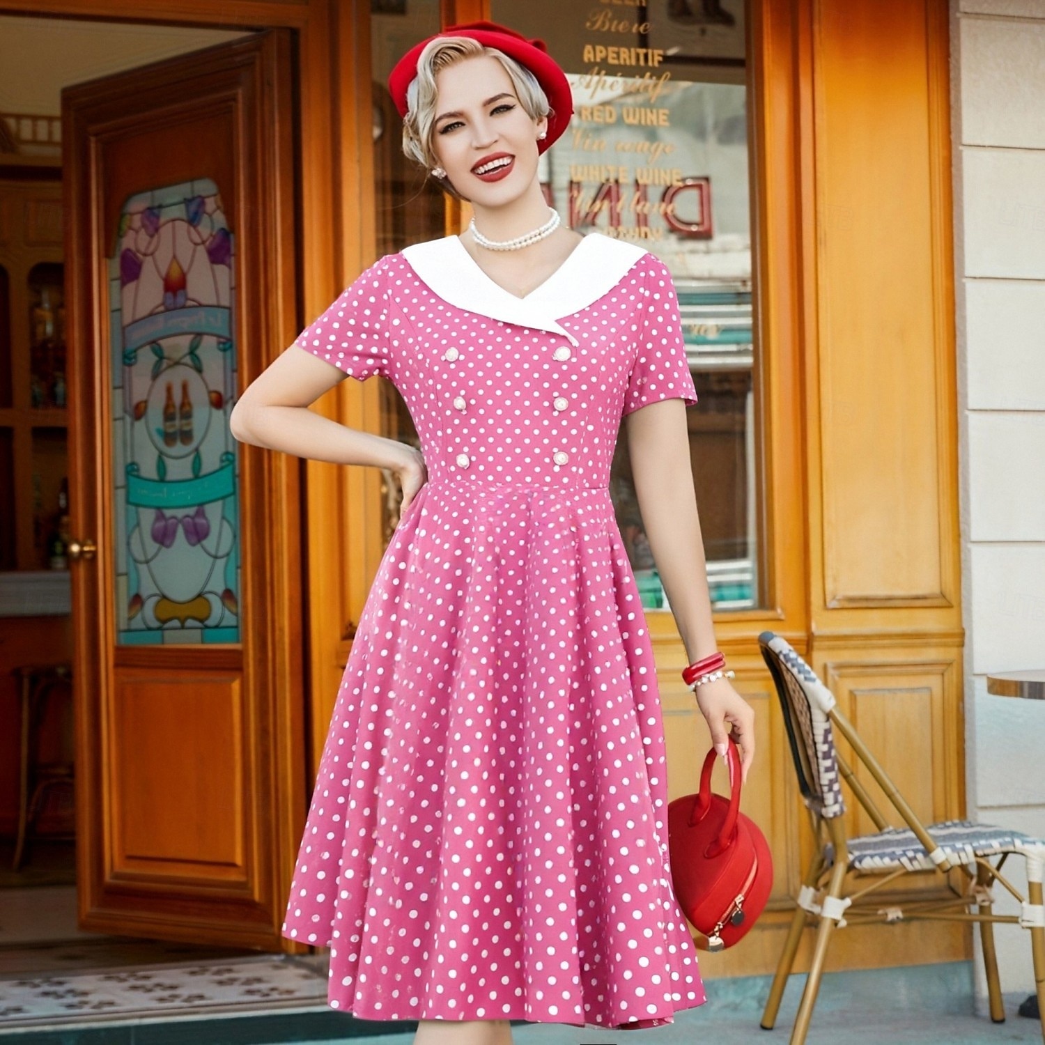 Retro Vintage 1950s Rockabilly Knee Length Dress Swing Dress Flare Dress Normal Polka Dot A-Line V Neck Fancy Dress Women's Carnival New Year Masquerade Daily Wear Tea Party Retro Theme Party Adults' 2026 - $34.99 –P18