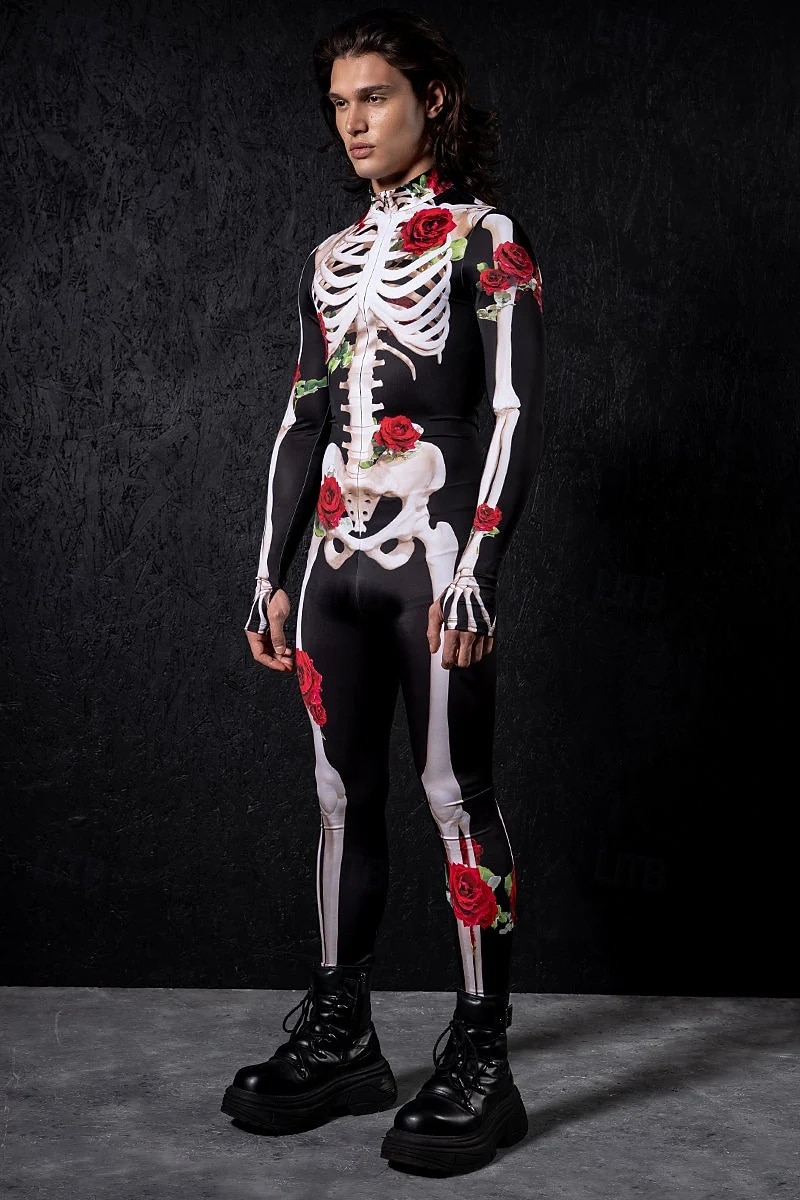 Lebka, kostra, cukrová lebka, body, halloween, skupinové kostýmy pro páry, celotělový kombinéza, strašidelný kostým pro pány, ženy, chlapce, děti, dospělé, představení, párty, klub, halloween, 2025 - $29.99 –P8