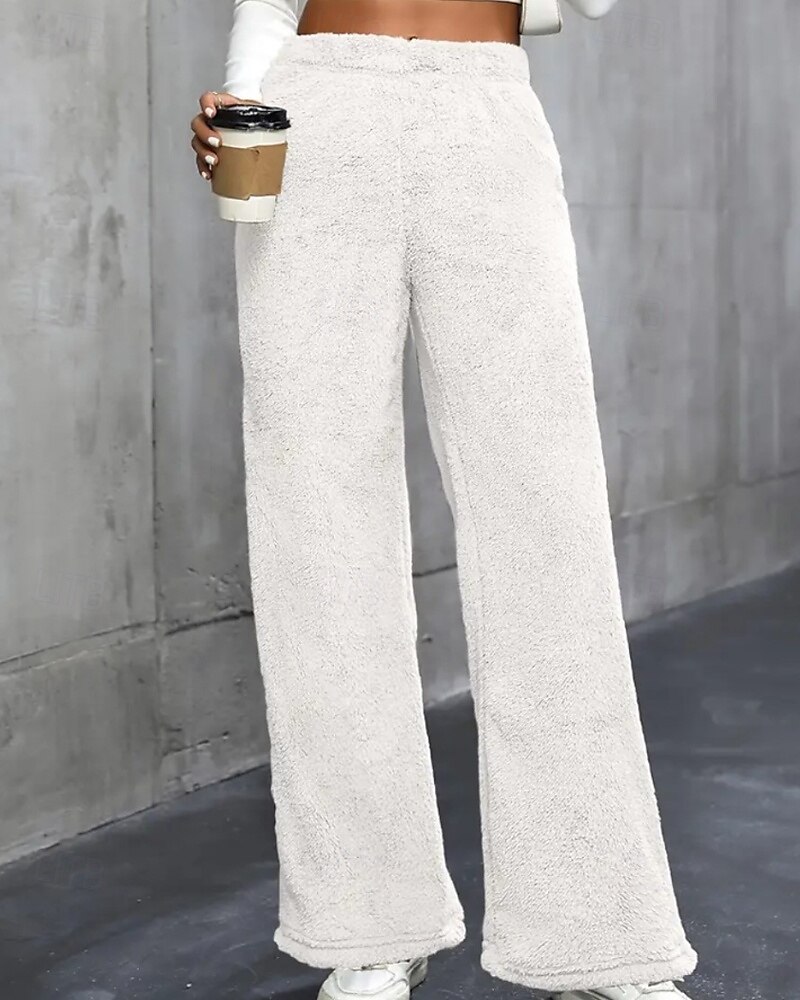 Per donna Gamba larga Pantaloni Eleganti Streetwear Casual Lunghezza intera Naturale Semplice Elastico in vita Confortevole Ferie Uscire Weekend Grigio Nero Bianco Cachi Autunno Vestibilità regolare del 2025 a $18.99 –P7