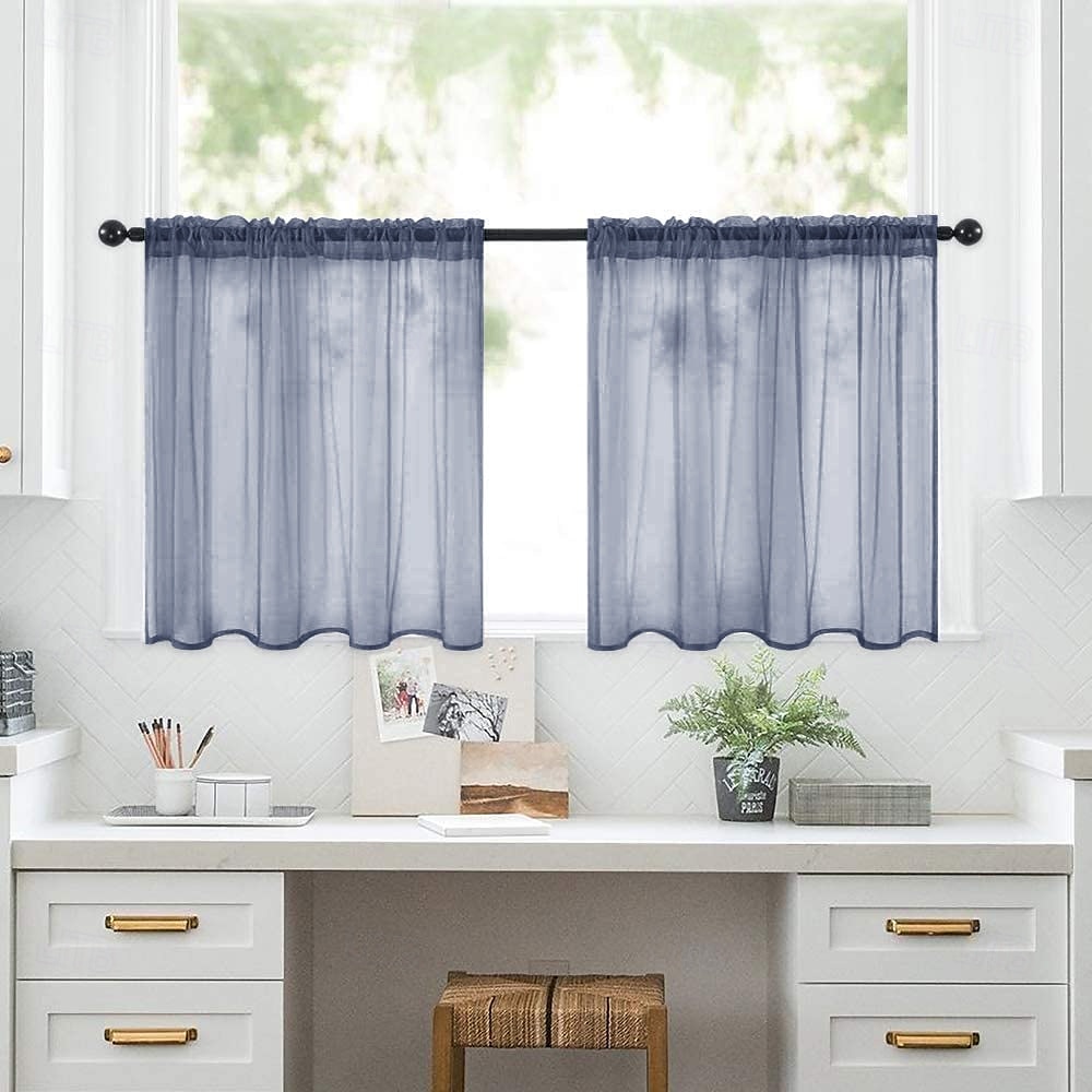 Tenda da cucina tinta unita in poliestere, tende corte per soggiorno, camera da letto, divisorio per il bancone della cucina, tende trasparenti per la privacy del 2026 a $7.49 –P10