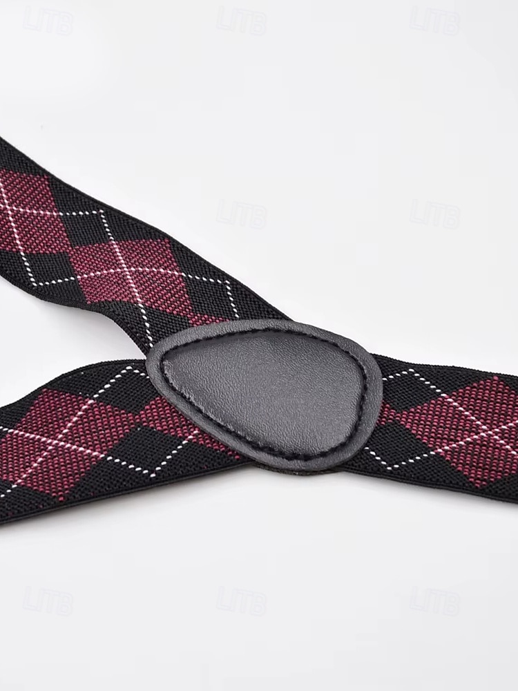 Pánské kšandy s argyle vzorem – klasické nastavitelné elastické šle na svatbu, formální události a vintage outfity 2025 - $11.99 –P6
