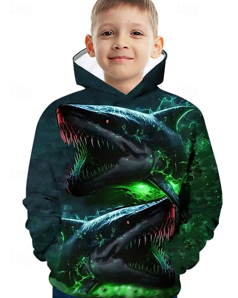 Pojkar 3D Djur Dinosaurie Huvtröja Långärmad Vår Höst Mode Streetwear Barn 4-12 år Huva Utomhus Ledigt Dagligen Normal 2025 - $18.99 –P6