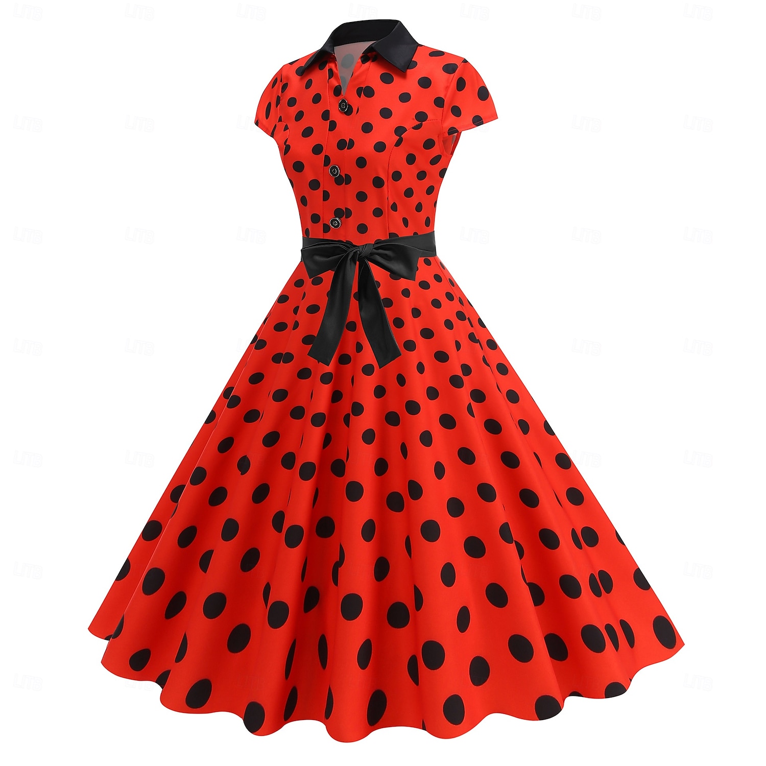 Retro 50. léta Rockabilly Polední Houpací šaty Flare šaty Košilové šaty Přizpůsobení a odlesky Puntíky Maškarní kostým Dámské předvečer Všech svatých Karneval Dovolená Běžné / Denní Retro tematick 2025 - $30.99 –P18