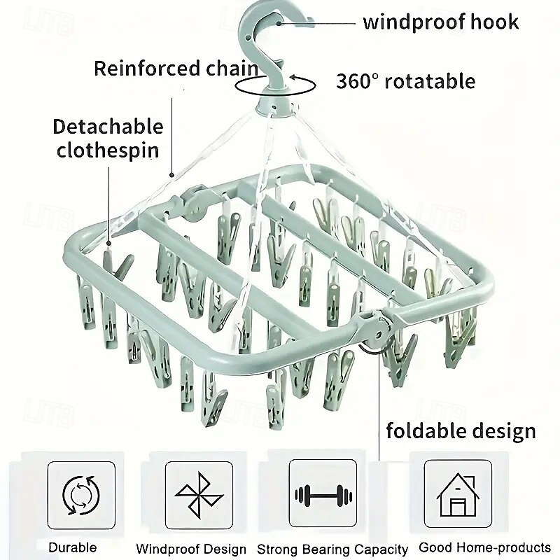 Appendiabiti girevole in plastica con 32 clip, stendibiancheria pieghevole salvaspazio per calzini e biancheria intima. &piccoli oggetti, accessori per lavanderia per camera da letto, bagno, armadio del 2025 a $19.99 –P2